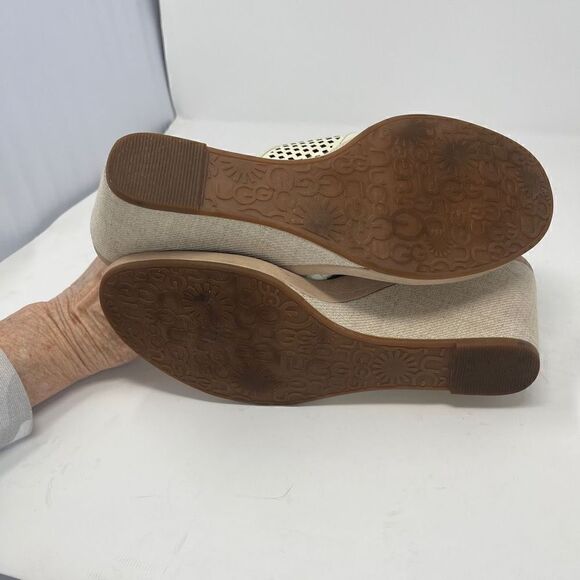 Ugg Women's Solena Slip-On Perforated Wedge Sandals Cream Size 10 - Picture 6 of 6